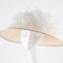 10620 Almond sinamay downbrim with cream marabou feathers 